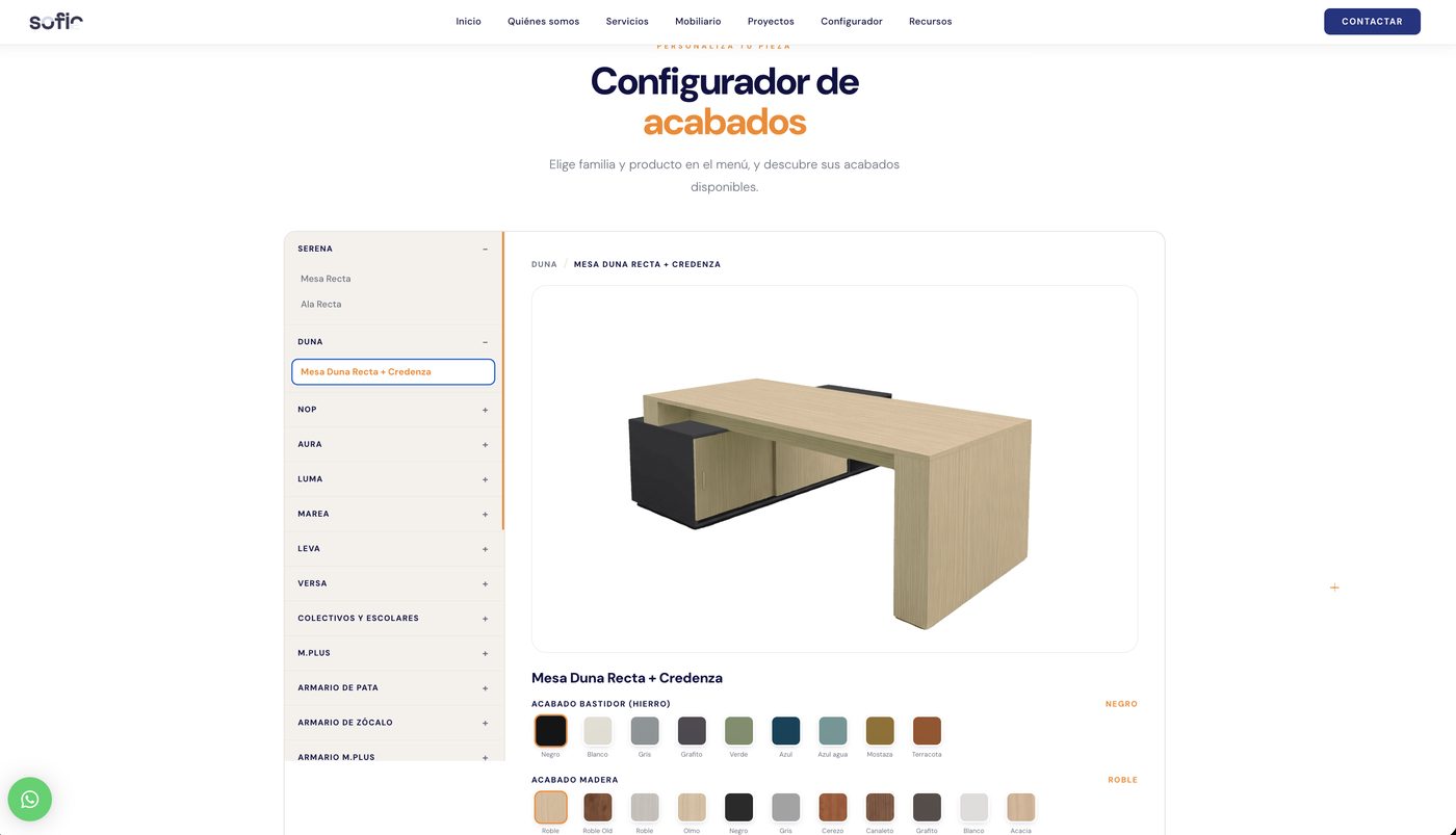 Configurador interactivo de mobiliario de SOFIC