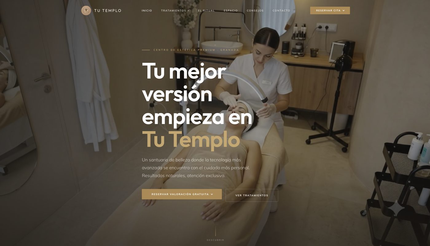 Sitio web de Est&eacute;tica Tu Templo